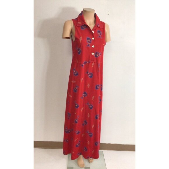 Zip Code Vintage Maxi Dress Fish Print Womens 8 - Picture 8 of 8